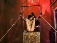 Sadistic dude torturing a lovely petite teen